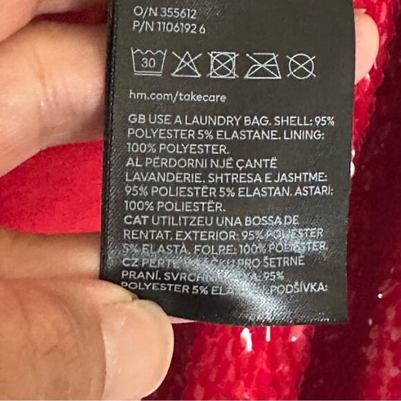 H&M Red Sequined Holiday Slip Dress Size XL NWT - Picture 8 of 8